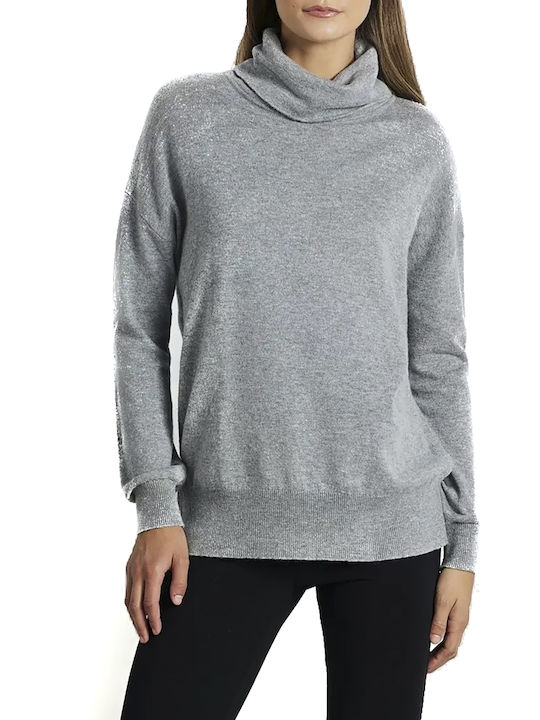 Forel Damen Langarm Pullover Rollkragen Schwarz