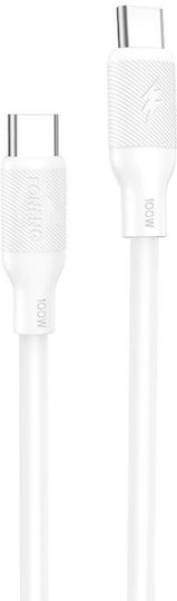 Foneng USB 2.0 Cable USB-C male - USB-C 100W PD Λευκό 1m