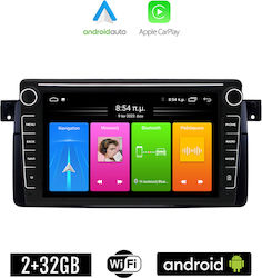 Kirosiwa Car-Audiosystem für BMW Serie 3 (E46) / M3 1998-2005 (Bluetooth/USB/AUX/WiFi/GPS/Apple-Carplay/Android-Auto) mit Touchscreen 8"