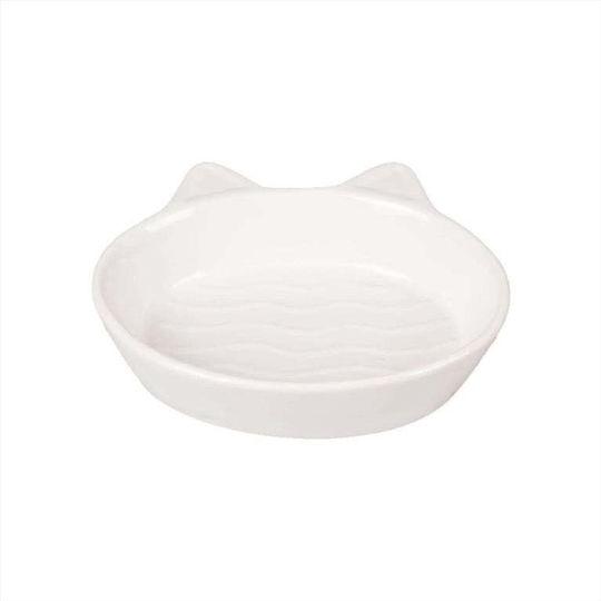 Flamingo Κεραμικό Μπολ Φαγητού για Γάτα 170ml 13cm σε Λευκό Χρώμα