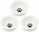 Navaris Cat Bowls Set 3 Ceramic Bowl Food & Water for Dog & Cat with Base 3x 320ml 13.7cm in White Color