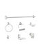 Wall Mounted Bathroom Accessory Set Metal Silver 6 Pieces
