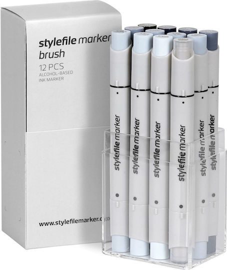 Stylefile Marker Fineliners Gray 12pcs