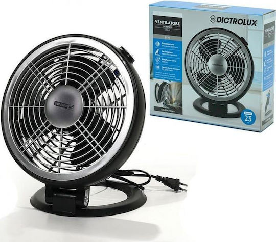 DictroLux Επιτραπέζιος Ανεμιστήρας 25W Διαμέτρου 23cm Μαύρος