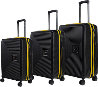 Cardinal Anniversary Valize de Călătorie Dure Solid Black/Yello Înălțime Maximă 70cm cu 4 roți Set 3buc