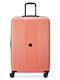 Delsey Ophelie Large Hard Suitcase Coral Pink with 4 Wheels Height 77cm