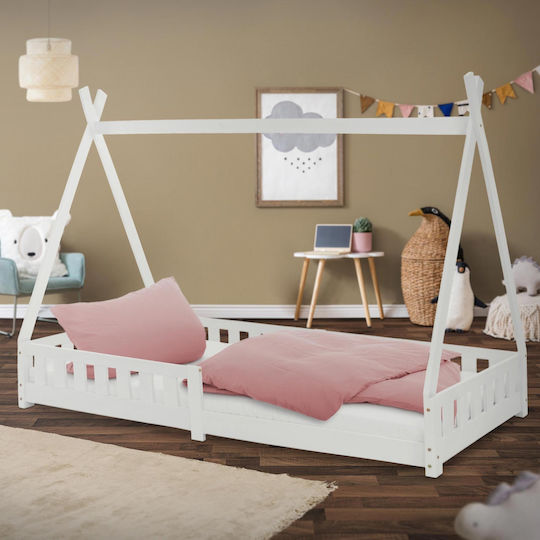 Kids Bed Montessori Single White for Mattress 90x200cm
