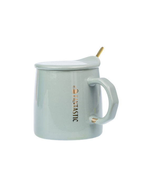 Tasse Keramik mit Deckel Weiß 1Stück