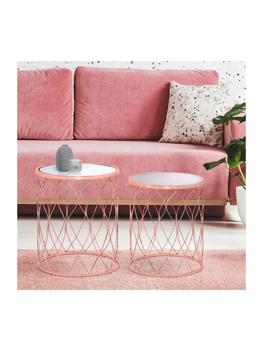 Round Glass Side Table Pink L40xW40xH45cm