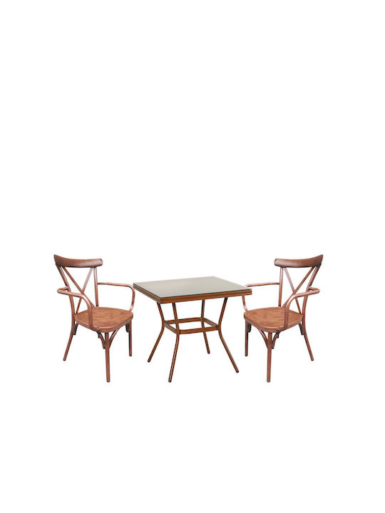 Set Dining for Small Outdoor Spaces Brown Angola 3pcs