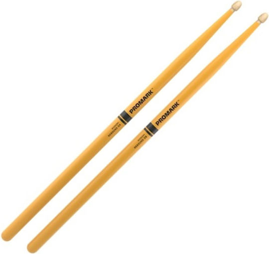 Promark Hickory Drumsticks Schlagzeug 5A mit Spitzenform Eichel in Gelb Farbe