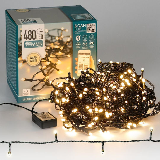 480 Светлини LED 48m. Топъл бял тип Лента 1бр