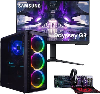 Vengeance Aero-V8 + Samsung Odyssey G32A VA Gaming Monitor 24″ FHD Gaming Desktop PC (Ryzen 5-5500/16GB DDR4/512GB SSD/GeForce RTX 4060/No OS)