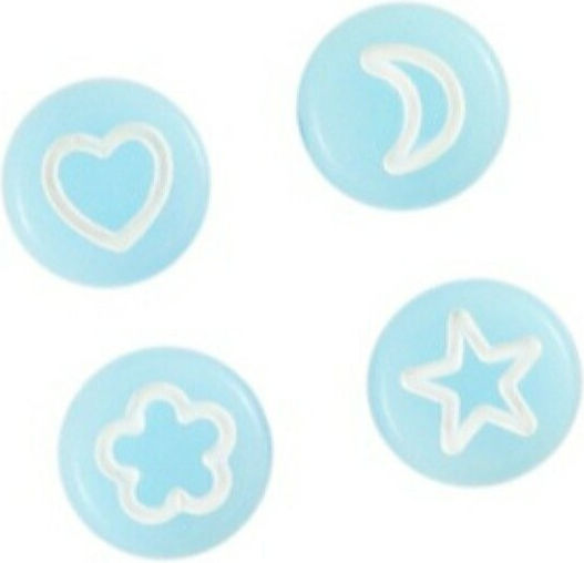 LETTERS SYMBOLS Acrylic Craft Beads Blue 4pcs 7mm
