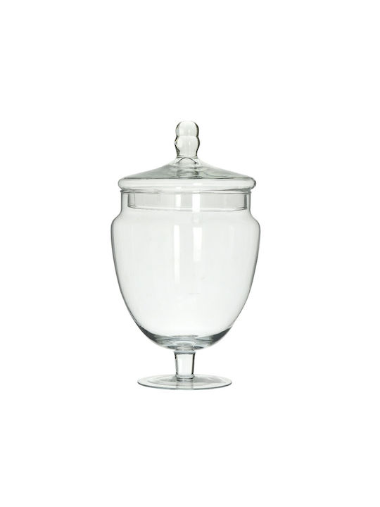 Click Vintage Glass Sweet Jar with Lid and Foot Transparent 18x18x26cm