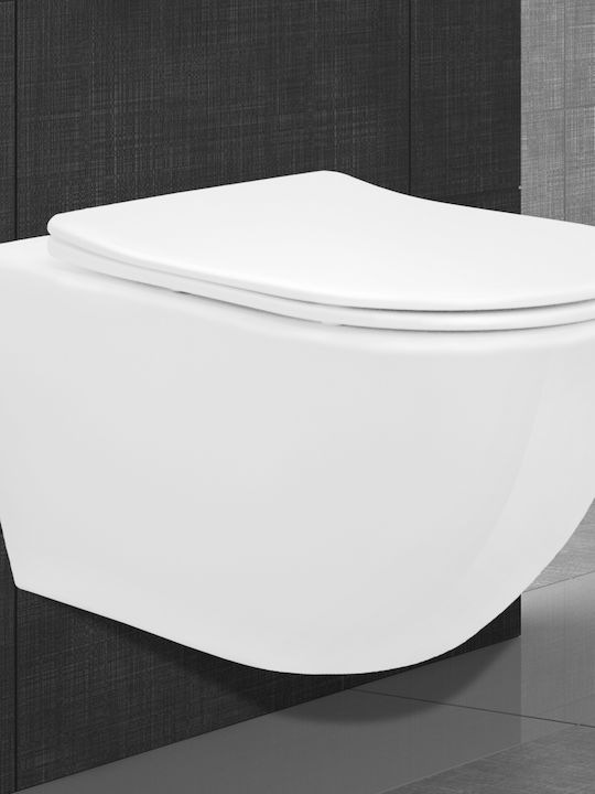 ECD Germany Λεκάνη Κρεμαστή Rimless με Κάλυμμα Duroplast Λευκή