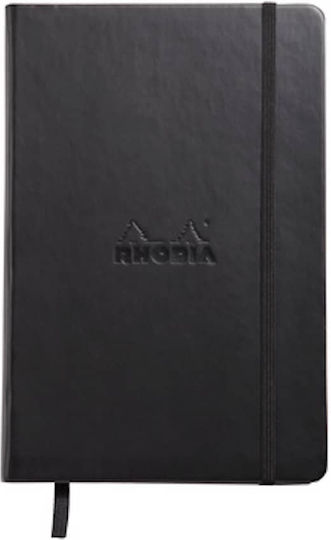 Rhodia Σημειωματάριο A6 96 Φύλλων Ριγέ με Σκληρό Εξώφυλλο, Στυλοθήκη και Λάστιχο Μαύρο