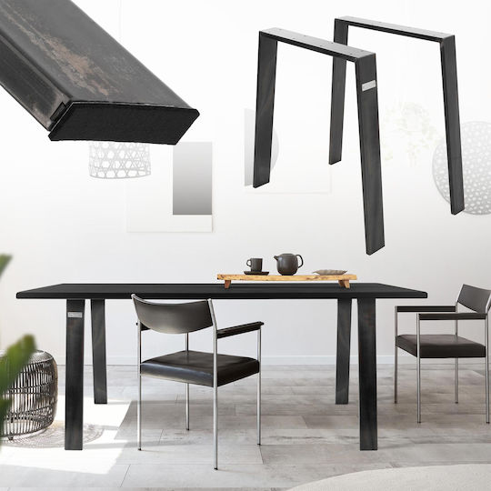 ML-Design Металик Крак На Мебел 2 Бройки Подходящ За Маса / Малка Маса 75x72см Черен