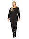 Women's Fabric Trousers Straight Line Black