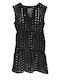 Forel Women's Summer Blouse Cotton Sleeveless with V Neckline Black