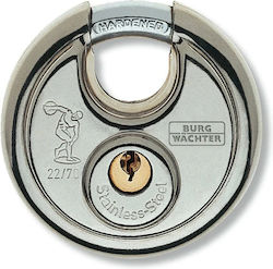 Burg Wachter Steel Padlock Discus Padlock with Key 60mm 1pcs