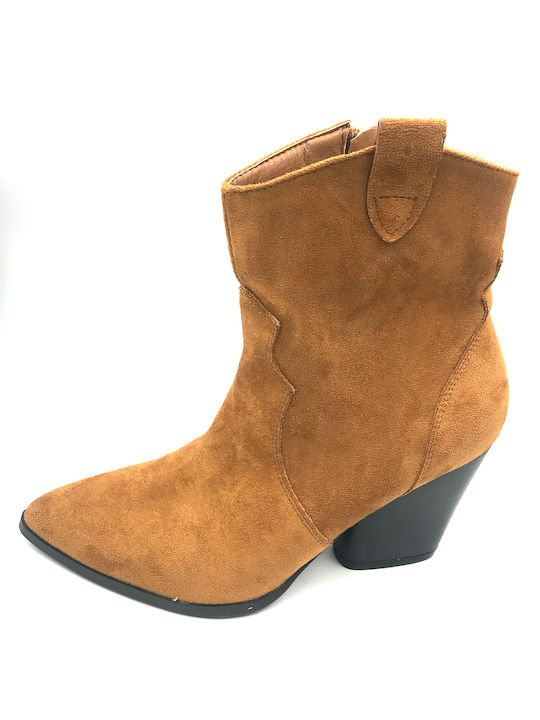 Alta Moda Women's Suede Medium Heel Cowboy Boots Brown