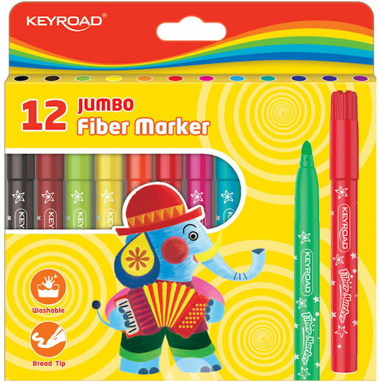 Keyroad Μαρκαδόροι Ζωγραφικής 5mm Χονδροί Σετ 12 χρώματα
