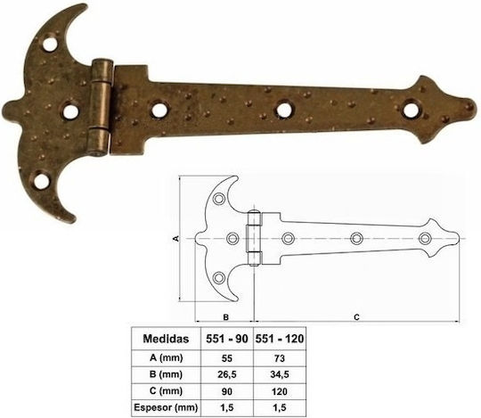 Amig Scharnier Möbel T-förmig Metallisch 1Stück 874
