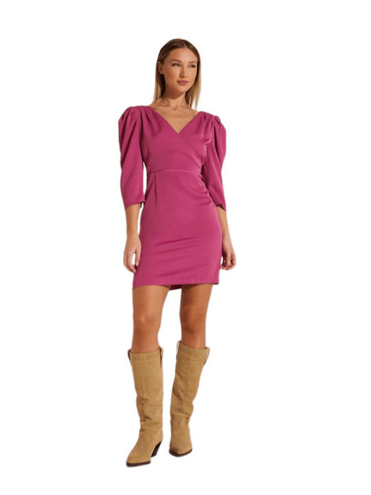 Enzzo Mirian Mini Evening Dress Satin Fuchsia