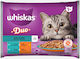 Whiskas Duo Hrană Umedă pentru Pisici Adulte în Pliculeț cu Cod, Pui, Somon, Pește și Curcan 4x85gr
