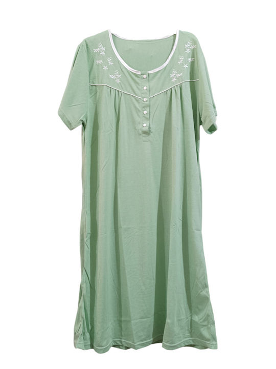 Lydia Creations Summer Cotton Women's Nightdress Turquoise
