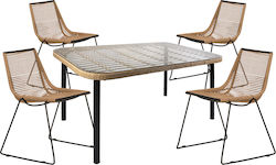 Outdoor Dinning Room Set Ampius Brown 5pcs