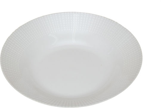 Karvounis Teller Suppe aus Porzellan Weiß mit Durchmesser 23cm 6Stück
