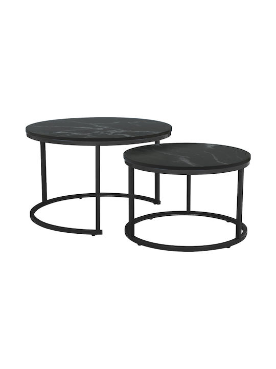 Set Zigon Rotund Din Lemn Negru 2 Buc M80xL80xÎ...