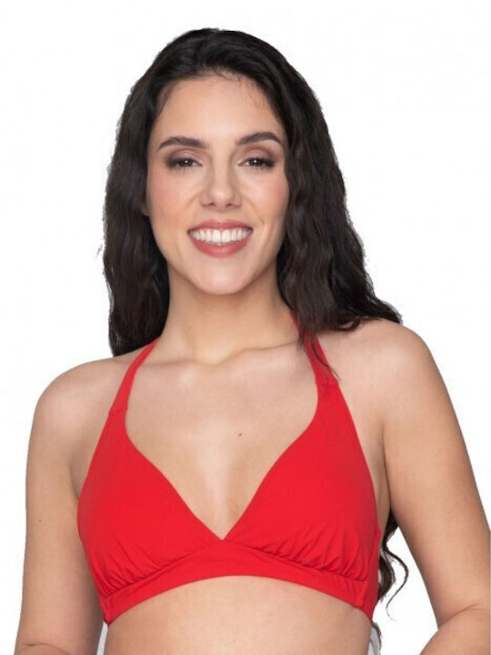 Luna Padded Triangle Bikini Top Red