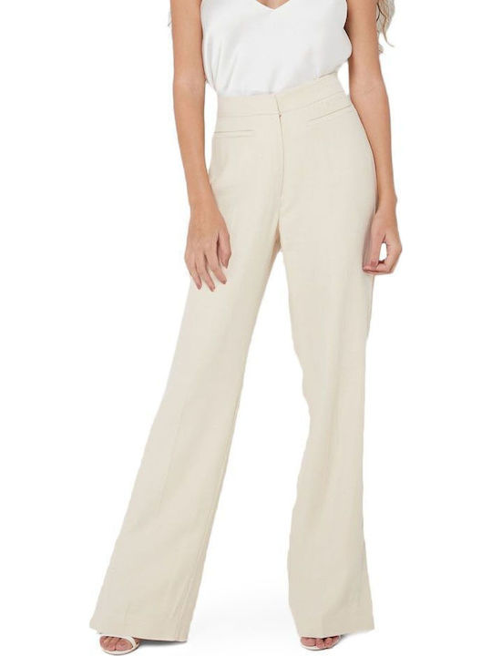 Calvin Klein Damen Stoff Palazzohose Breit Beige