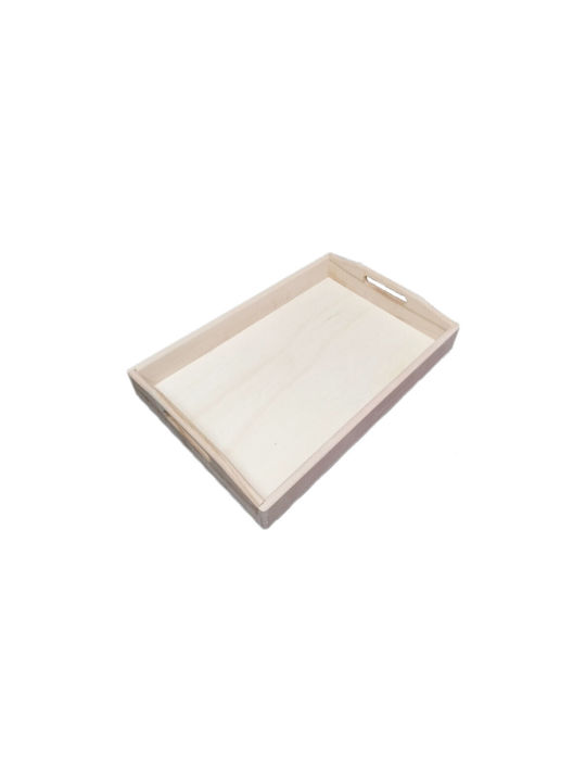 Moraitis Wooden Rectangular Serving Tray with Handles in White Color 40x55cm 011212 1pcs