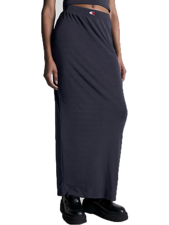 Τζιν Ψηλόμεση Maxi Φούστα Navy Μπλε