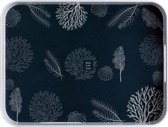 Marine Business Plastic Rectangular Serving Tray with Handles in Blue Color 40x30cm 18012 1pcs