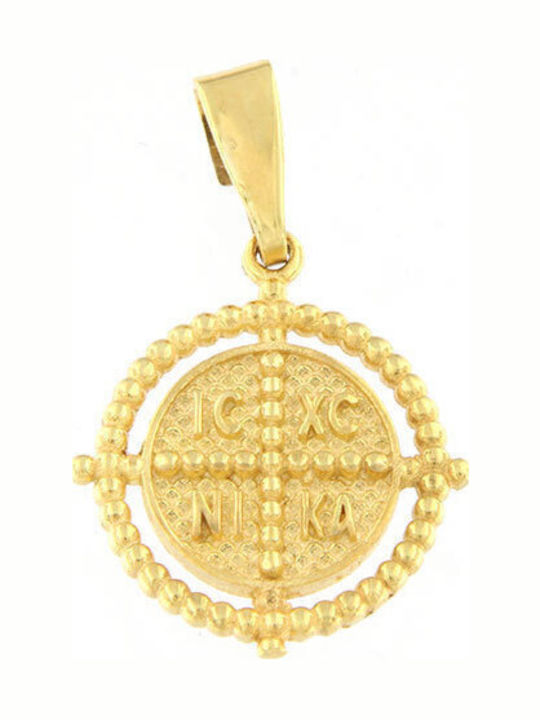 Ios Pendant Kids Talisman Double Sided Konstantinato made of Gold 14K FLUK1007