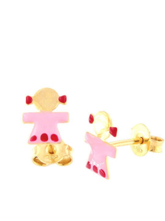 Ηώς Gold Studs Kids Earrings with Stones 14K