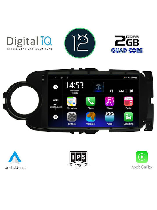 Digital IQ Sistem Audio Auto pentru Toyota Yaris 2011-2020 (Bluetooth/USB/WiFi/GPS/Apple-Carplay) cu Ecran Tactil 9"