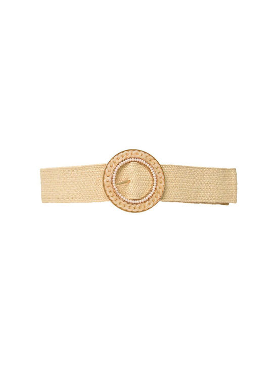 Potre Wide Elastic Women's Belt Beige