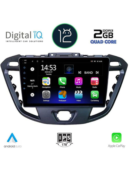 Digital IQ Car-Audiosystem für Ford Transit Custom / Tourneo Custom / Transit 2013-2019 (Bluetooth/USB/WiFi/GPS/Apple-Carplay) mit Touchscreen 9"