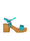Leather Women's Sandals Turquoise