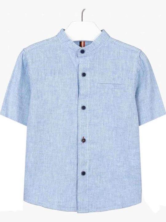 Kids Shirt Short Sleeve Linen Light Blue
