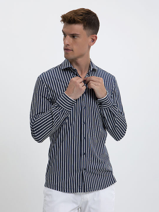 HD x Vardas Striped Slim Fit Shirt Hd X Vardas Blue Striped