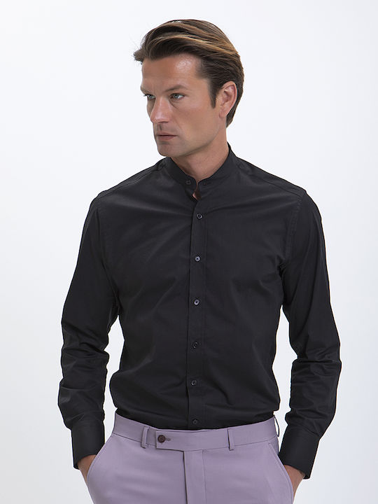 Mao Modern Fit Vardas Black Shirt