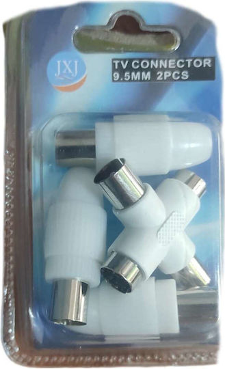 Ștecher Coaxial bărbat/femeie Alb (LA-921911)