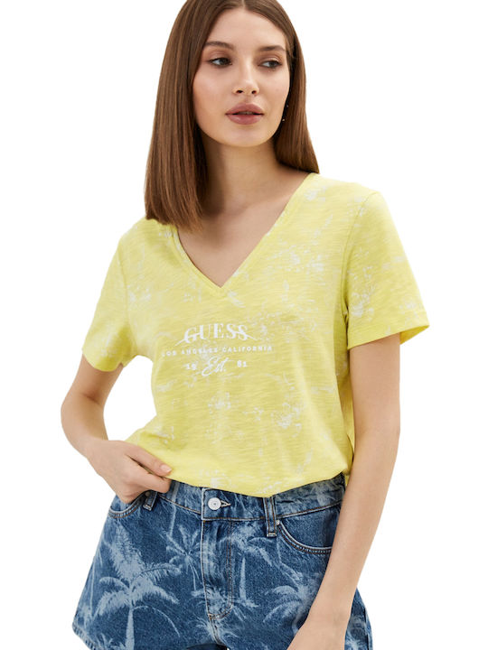 Guess Women's T-shirt Floral Yellow